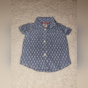 Baby Boy Clothes * Blue & White Summer Button Shirt * Size 3 Months * Carter's *